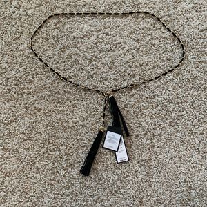 NWT BCBGMaxAzria Black/Gold Waist Belt w/ Tassels